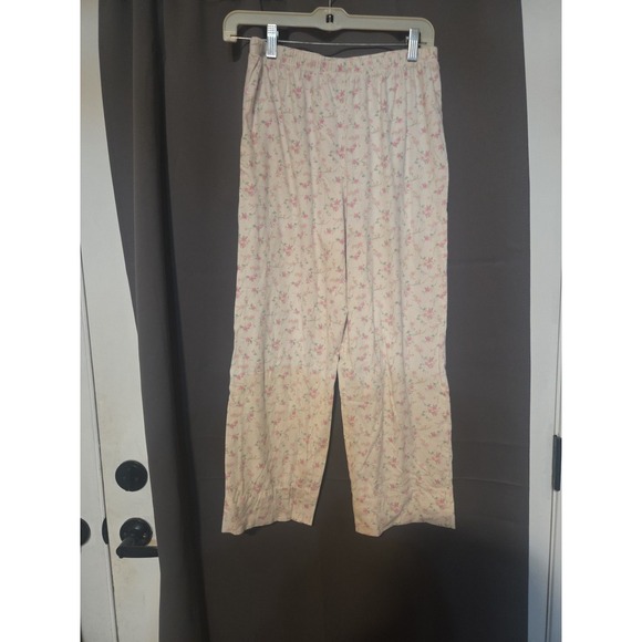 Adonna Pajama Pants Size Small Pink White Floral Elastic Waist Nightwear - Picture 1 of 5